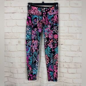 Lilly Pulitzer Luxletic Weekender Leggings Twilight Coral Print Size XS AWESOME